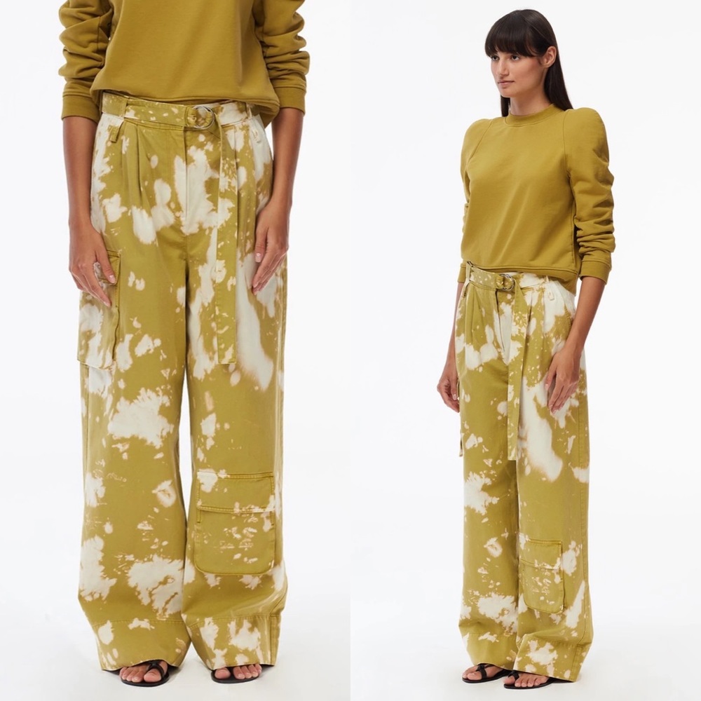 Tibi Tie Dye Twill Stella Cargo Pant in Tan Ochre Size 6 - NWT